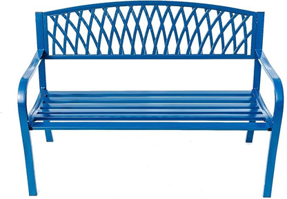 Hi-Line Gift Ltd. Blue Horizon Escape- Steel and Cast Iron Garden Bench for Relaxation