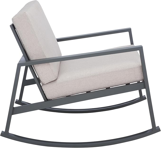 SAFAVIEH Outdoor Collection Cantor Grey/Light Grey Cushion Rocking Chair