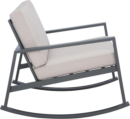 SAFAVIEH Outdoor Collection Cantor Grey/Light Grey Cushion Rocking Chair