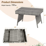 RELAX4LIFE Patio Rattan Side Table - Folding Coffee Table with Premium Brown PE Wicker & High-Duty Steel Frame - Photo 3