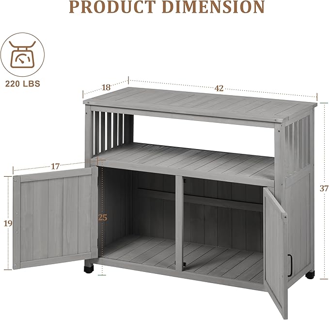 Mederlo Wooden Patio Bar Table Set with Storage, Buffet Cabinet Sideboard for Outdoor and Indoor
