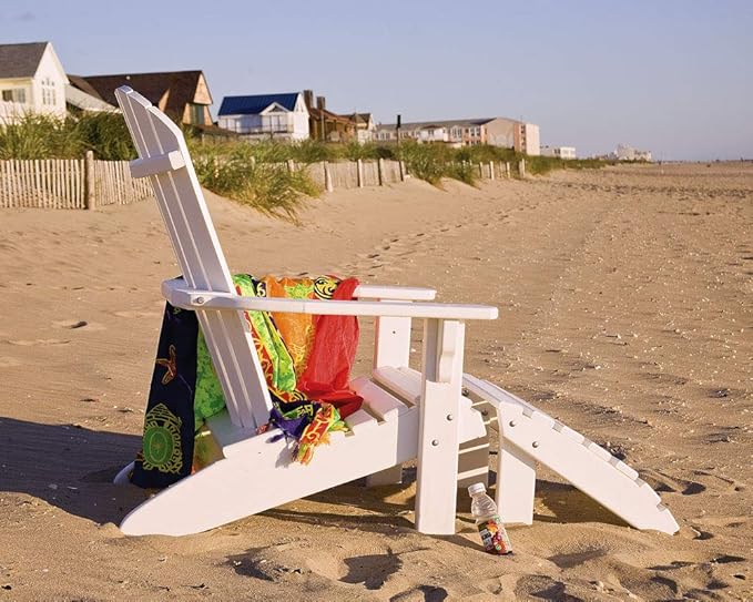 Leisure Lawns Poly Plastic Fanback Adirondack Chair, Outdoor Patio Chair - Amish Made in USA (White)