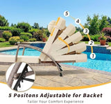 Outdoor Chaise Lounge Set of 2, 5-Position Adjustable PE Wicker Reclining Chairs with Wheels & 3.5" Cushions - Photo 6