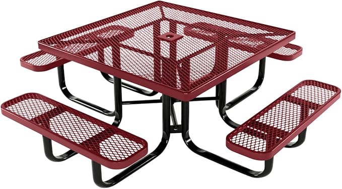 COATEDOUTDOORFURNITURE Heavy-Duty Portable Outdoor Kids Table with Umbrella Hole, Expanded Metal Kids Picnic Table - Photo 1