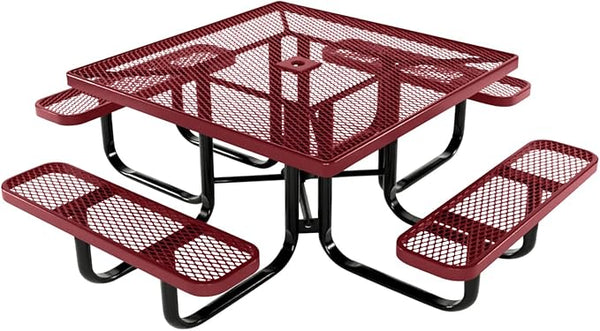 COATEDOUTDOORFURNITURE Heavy-Duty Portable Outdoor Kids Table with Umbrella Hole, Expanded Metal Kids Picnic Table - Photo 1