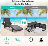 80'' Outdoor Wicker Chaise Lounge Chairs Set of 2, Patio Rattan Reclining Chair with Pull-Out Side Table - Photo 6
