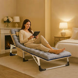 ABORON Heavy Duty Tanning Chair, Outdoor 5-Position Folding Chaise Lounge Chair with Pad - Photo 6