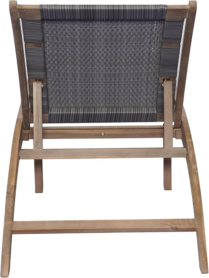 Christopher Knight Home Jhin Chaise Lounge Chair Outdoor, Acacia Wood Frame and Rattan Sunbathing Pool Lounger, Adjustable Backrest Single Lounge Sofa, Patio Lounge Chaise for Poolside, Light Brown
