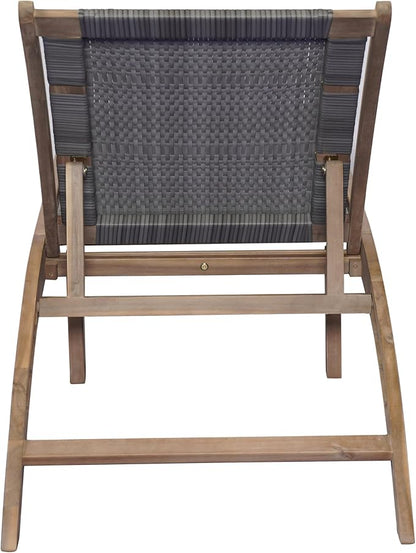Christopher Knight Home Jhin Chaise Lounge Chair Outdoor, Acacia Wood Frame and Rattan Sunbathing Pool Lounger, Adjustable Backrest Single Lounge Sofa, Patio Lounge Chaise for Poolside, Light Brown