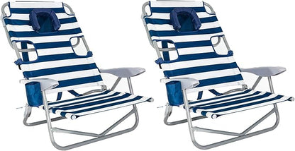 Ostrich On-Your-Back Outdoor Lounge 5 Position Recline Beach Chair (2 Pack)