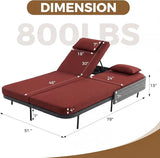 NICESOUL Double Chaise Lounge Outdoor, 51.2" Wide 2-Person Daybed with Independent Recline - Photo 2