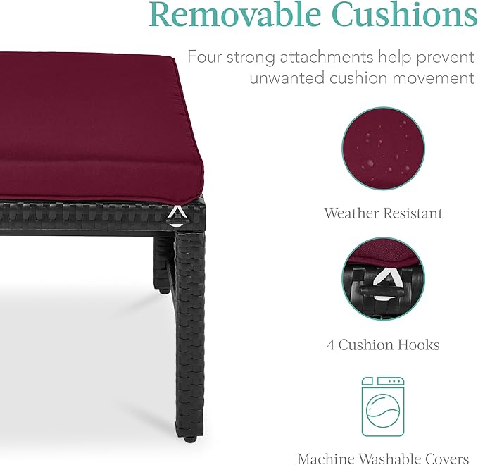 Best Choice Products Set of 2 Wicker Ottomans, Multipurpose Outdoor Furniture for Patio, Backyard, Additional Seating - Photo 6