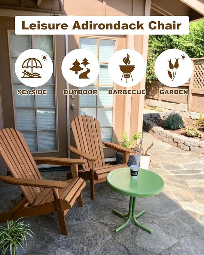 Adirondack Chair Patio Chair Lawn Chair Folding Wooden Adirondack Lounger Chair Accent Furniture wNatural Finish Outdoor Chairs Wood Chairs Nautral
