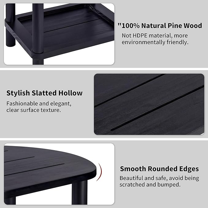 2 Tier Outdoor Side Table, Solid Wood Small Outdoor End Tables - Photo 6