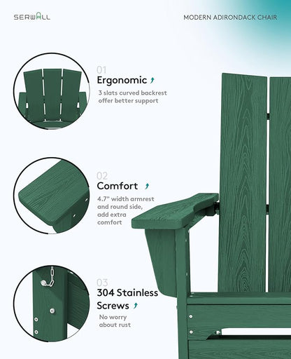 SERWALL Modern Folding Adirondack Chair Green