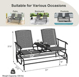 Tangkula 2 Person Swing Glider Chair, Patio Rocking Loveseat w/Center Tempered Glass Table - Photo 3
