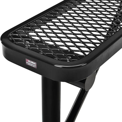 Global Industrial 4'L Heavy Duty Expanded Metal Mesh Flat Bench with Steel Frame, Portable Outdoor Bench, 1000 lbs Capacity, Black, 48" L x 14-1/2"W x 18" H
