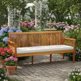 Tangkula 3-Seat Patio Acacia Wood Bench with Cushion - Photo 4
