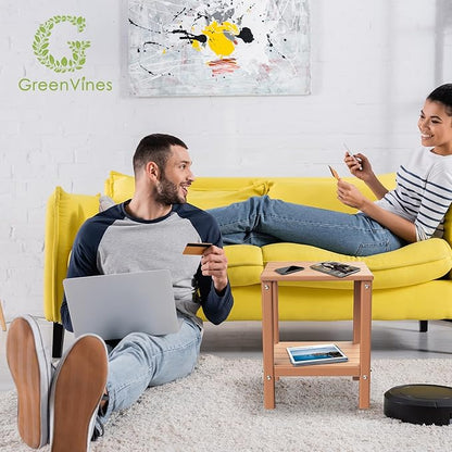 GREENVINES Outdoor Rocking Chair Set | 3-Piece | 2 Rocking Chairs with 1 Side Table | Porch Rocker | HDPE Plastic | Teak | Patio Furniture Sets | High Back | Big & Tall | Ladder Back