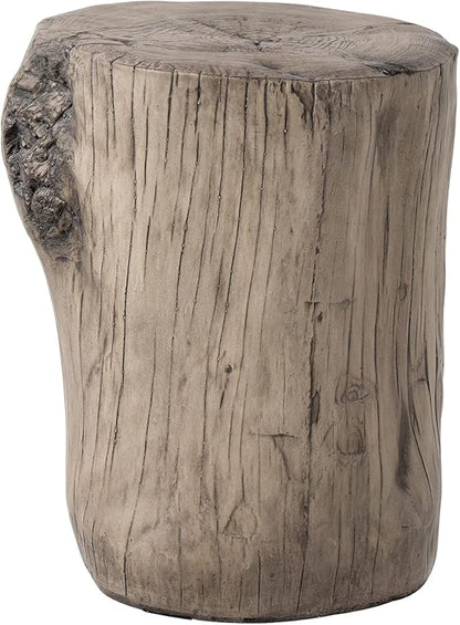 HOMPUS Concrete Outdoor Side Table Tree Stump Modern Round Coffee Table Accent Table Plant Stand Faux Wood End Table Garden Stool for Patio,Home Decor, Living Room(Light Gray)