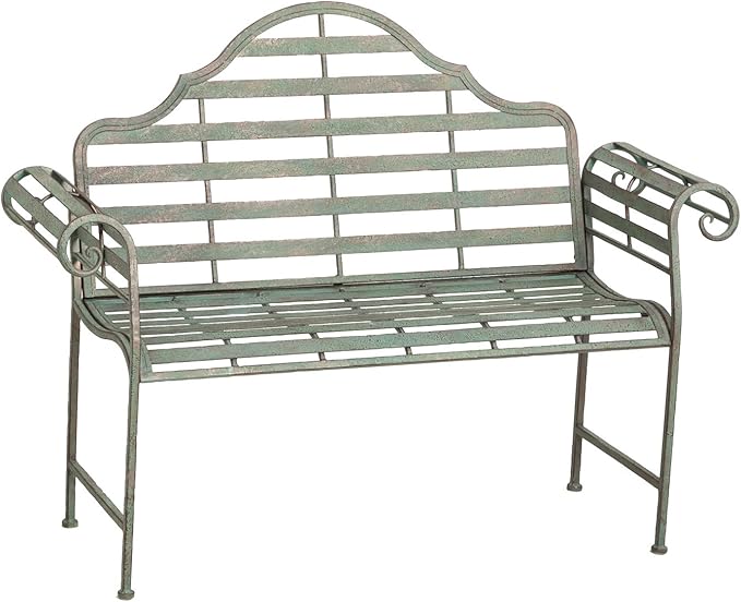 Cape Craftsmen Evergreen Weatherproof Outdoor Bench | Chippendale Style | Holds Up to 500 lbs | Furniture for Lawn Garden Patio Porch Park Deck | Steel | Green