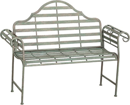 Cape Craftsmen Evergreen Weatherproof Outdoor Bench | Chippendale Style | Holds Up to 500 lbs | Furniture for Lawn Garden Patio Porch Park Deck | Steel | Green