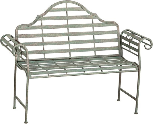 Cape Craftsmen Evergreen Weatherproof Outdoor Bench | Chippendale Style | Holds Up to 500 lbs | Furniture for Lawn Garden Patio Porch Park Deck | Steel | Green