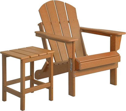 WO WESTIN OUTDOOR HDPE Laguna Outdoor Poly Adirondack Chair with Side Table, Orange