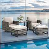 Wicker Outdoor Patio Furniture Set - 5 Piece Patio Conversation Set with 2 Swivel Rocker Chairs - Photo 1