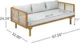 Merax Outdoor Acacia Wood Conversation Set - Patio 3-Seat Loveseat Sofa w/Coushion and Round Coffee Table for Backyard - Photo 8