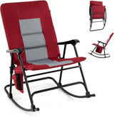 Goplus Oversized Folding Rocking Chair, Padded Patio Lounge Rocker w/Metal Frame, Armrests, Side Pocket - Photo 1