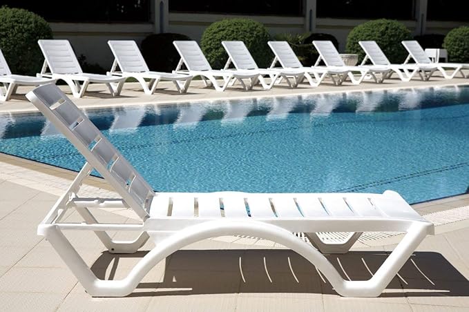 Compamia Aqua Pool Chaise Lounge Chair Stackable Marine Grade Plastic resin outdoor chaise lounge in White - Set of 4