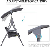 Outsunny 2 Person Porch Swing with Stand, Outdoor Swing with Canopy, Pivot Storage Table, 2 Cup Holders - Photo 3