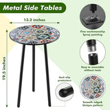 2 Packs Metal Mosaic Round Side Tables 13.4" Small Outdoor Patio Round Accent Coffee Tables Indoor Corner Stand for - Photo 3