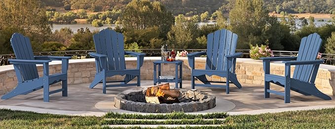 KINGYES HDPE Adirondack Chair, Classic All-Weather Adirondack Chairs Set of 2 - Photo 2