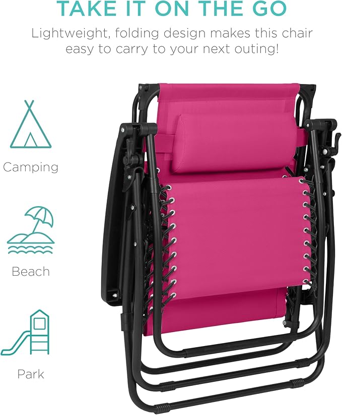 Best Choice Products 30” Wide Folding Zero Gravity Outdoor Recliner Patio Lounge Chair w/Adjustable Canopy Shade - Photo 9