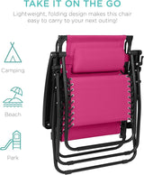 Best Choice Products 30” Wide Folding Zero Gravity Outdoor Recliner Patio Lounge Chair w/Adjustable Canopy Shade - Photo 9