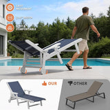 Outdoor Chaise Lounge Chair with Table Set of 3, 5-Position Adjustable Pool Lounge Chair with Wheels & Cup Holder - Photo 4