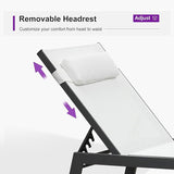 PURPLE LEAF Outdoor Lounge Chair Set of 3 Patio Chaise Pool Lounger Aluminum Frame with Side Table and Wheels for - Photo 5