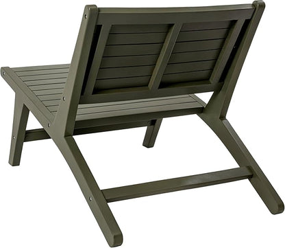 Eyely TAP2000D Virellan Mid-Century Modern Wood Armless Outdoor Lounge Chair, Contemporary, Bohemian, Coastal, Transitional, Rustic, Olive Green