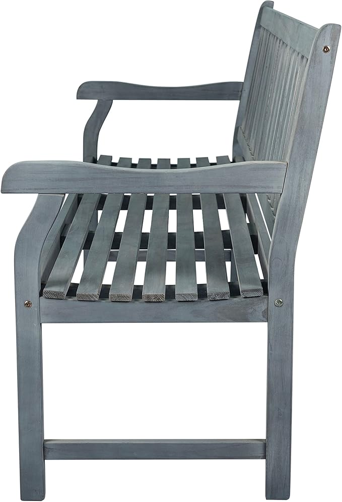 JONATHAN Y BNH101B Laurel 59.1" 3-Seat Slat-Back 600-Lbs Support Acacia Wood Outdoor Garden Patio Bench for Garden, Lawn - Photo 8