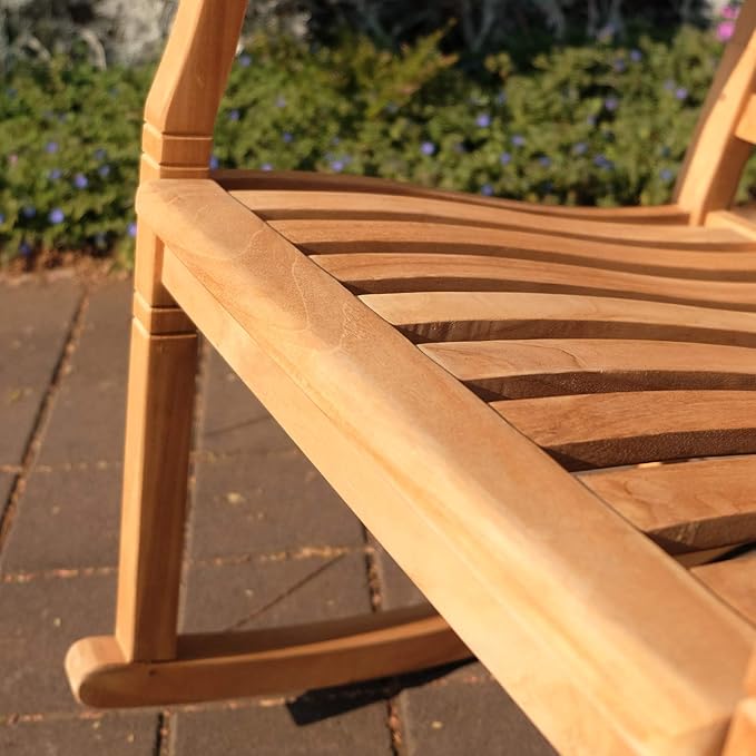 Cambridge Casual Ashford 2-Piece Teak Rocking Chair Set, Outdoor Rocking Chairs for Front Porch, Patio, or Balcony – Solid Wood Rocking Patio Chairs Set of 2 – Teak Furniture for Small Spaces