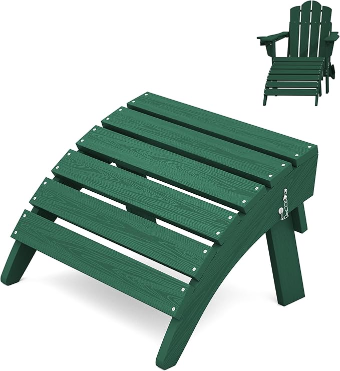 KINGYES Folding HDPE Adirondack Chairs Ottoman