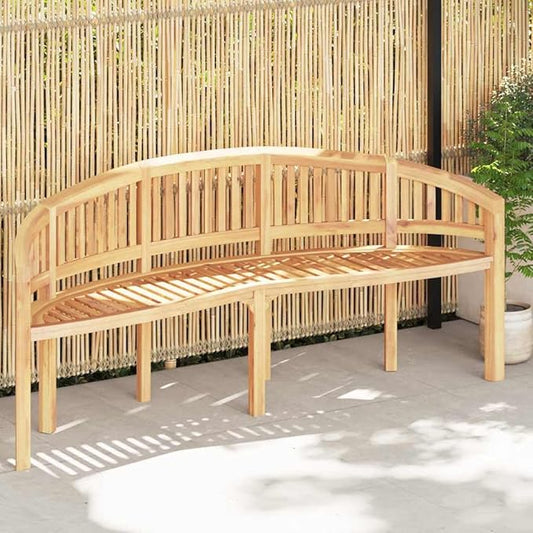 Natural Teak Solid Wood Large Durable Garden Bench with Elegant Banana Shape, Comfortable Ergonomic Seating for Outdoor and Indoor Use, Weather Resistant Furniture for Patio