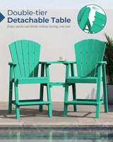 Ciokea Tall Adirondack Chairs Set of 4, HDPE Outdoor Adirondack Bar Stools with Double Connecting Tray - Photo 3