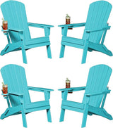 Plawdlik Folding Adirondack Chair, SGS Tested, Wooden Textured with Cup Holder - Photo 1