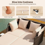 Tangkula Patio Rattan Daybed with Retractable Canopy, Outdoor Wicker Sunbed with 2 Foldable Side Tables - Photo 8