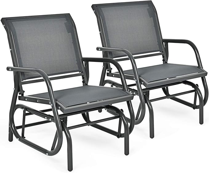 Giantex Swing Glider Chair W/Study Metal Frame Comfortable Patio Chair Love-Seat for Garden, Porch, Backyard, Poolside - Photo 1