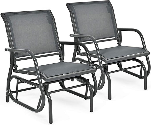 Giantex Swing Glider Chair W/Study Metal Frame Comfortable Patio Chair Love-Seat for Garden, Porch, Backyard, Poolside - Photo 1