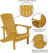 Flash Furniture Charlestown Poly Resin Adirondack Chair - Yellow - All Weather - Indoor/Outdoor - Set of 4 - Photo 5